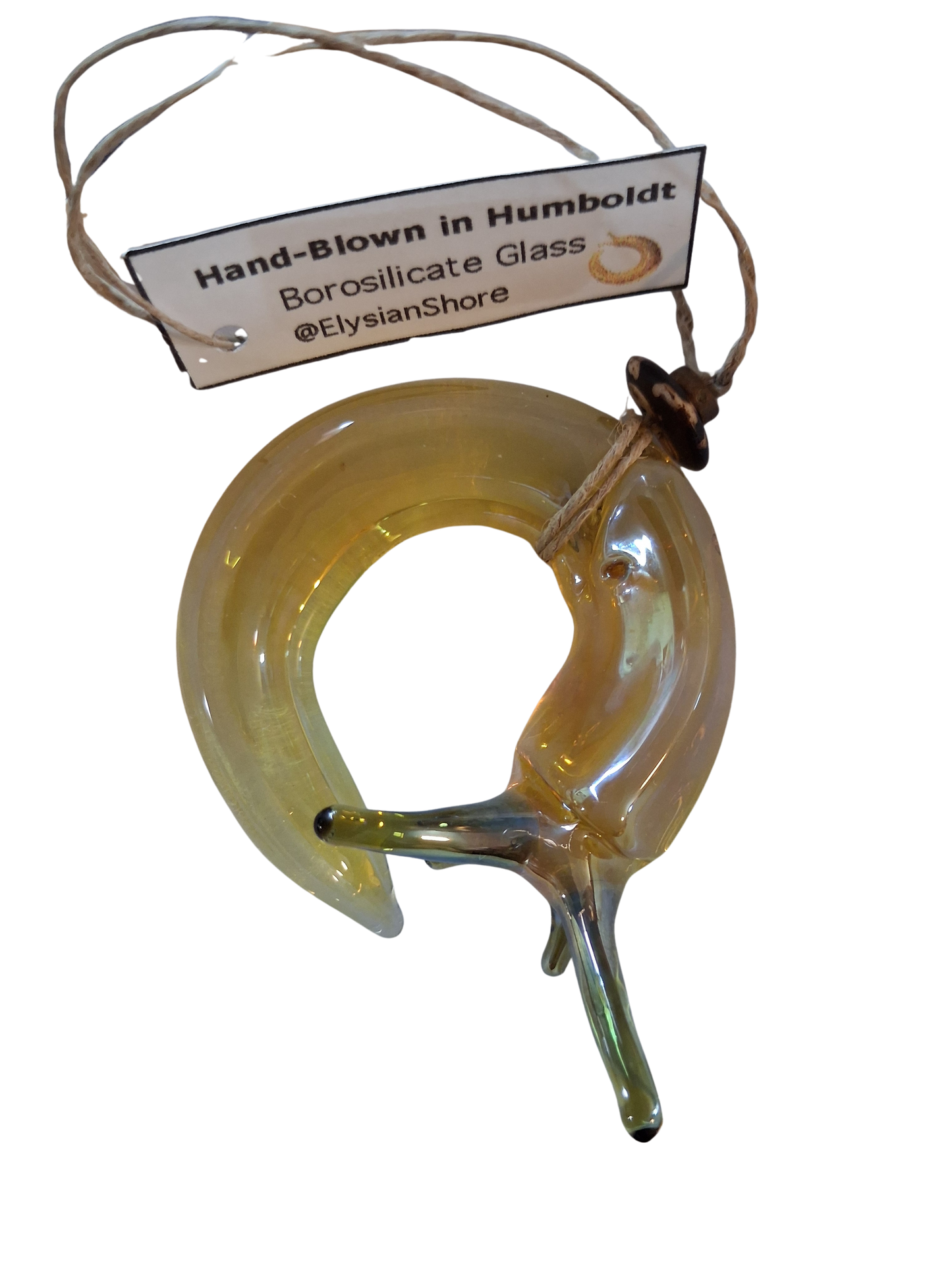 Elysian Shore Banana Slug Hand Blown Glass Ornament