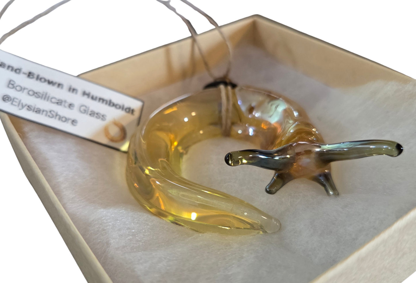 Elysian Shore Banana Slug Hand Blown Glass Ornament