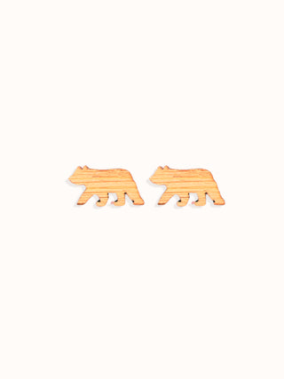 Bamboo Black Bear Stud Earrings