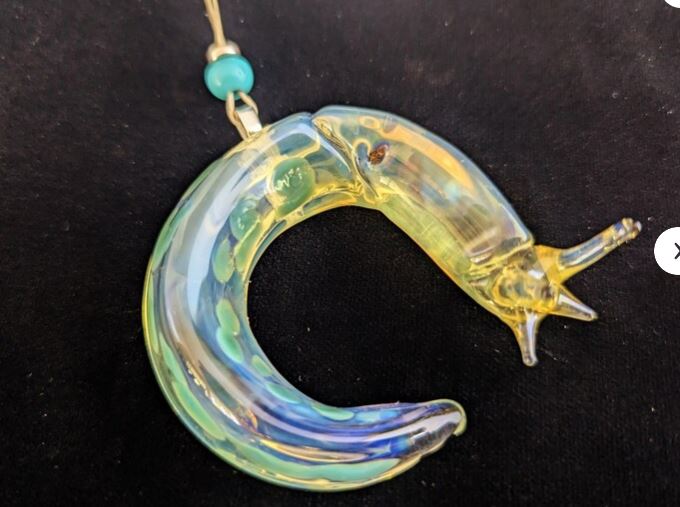 Elysian Shore Banana Slug Hand Blown Glass Ornament