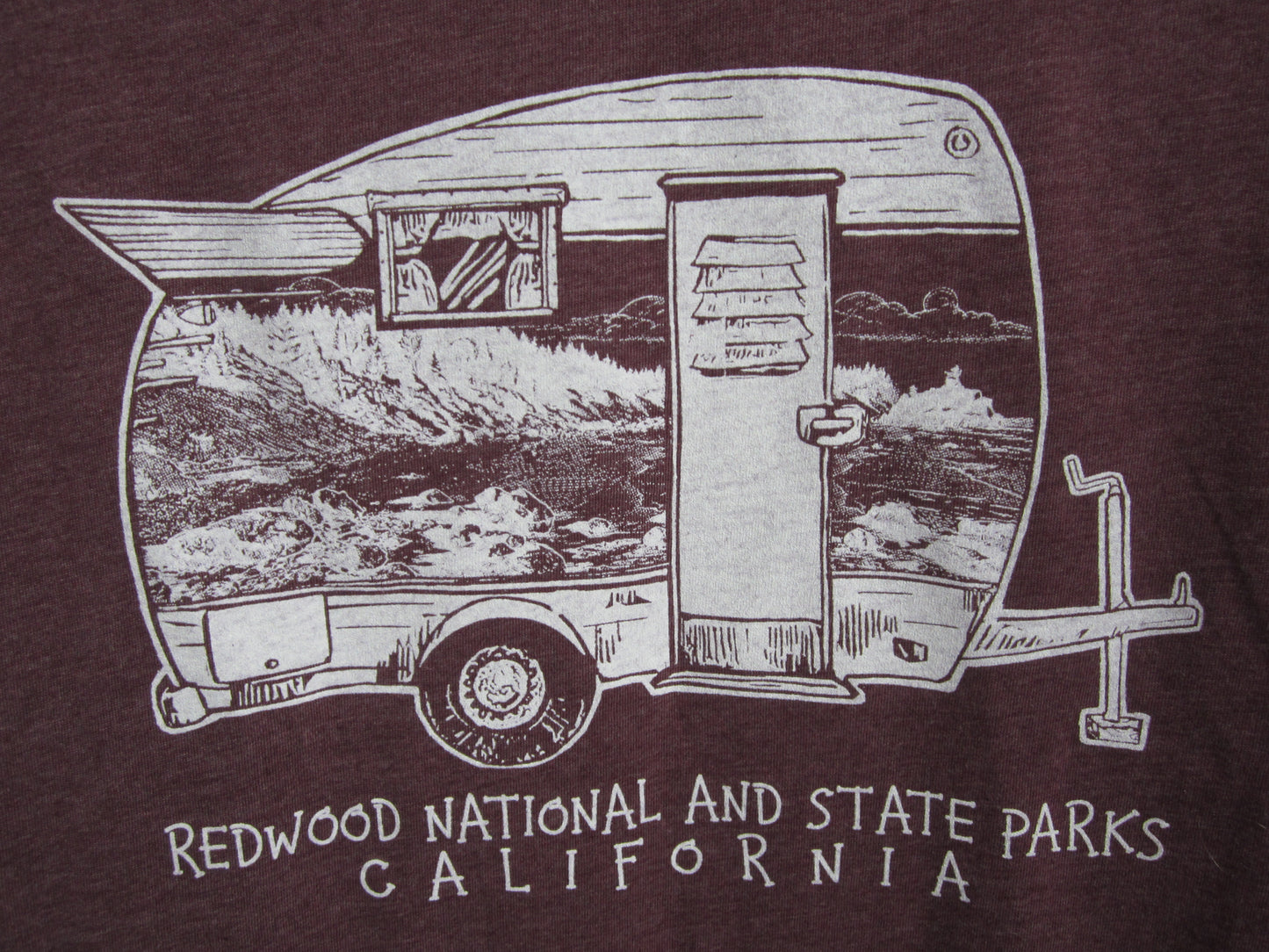 Redwood National & State Parks California Camper T-Shirt - Maroon