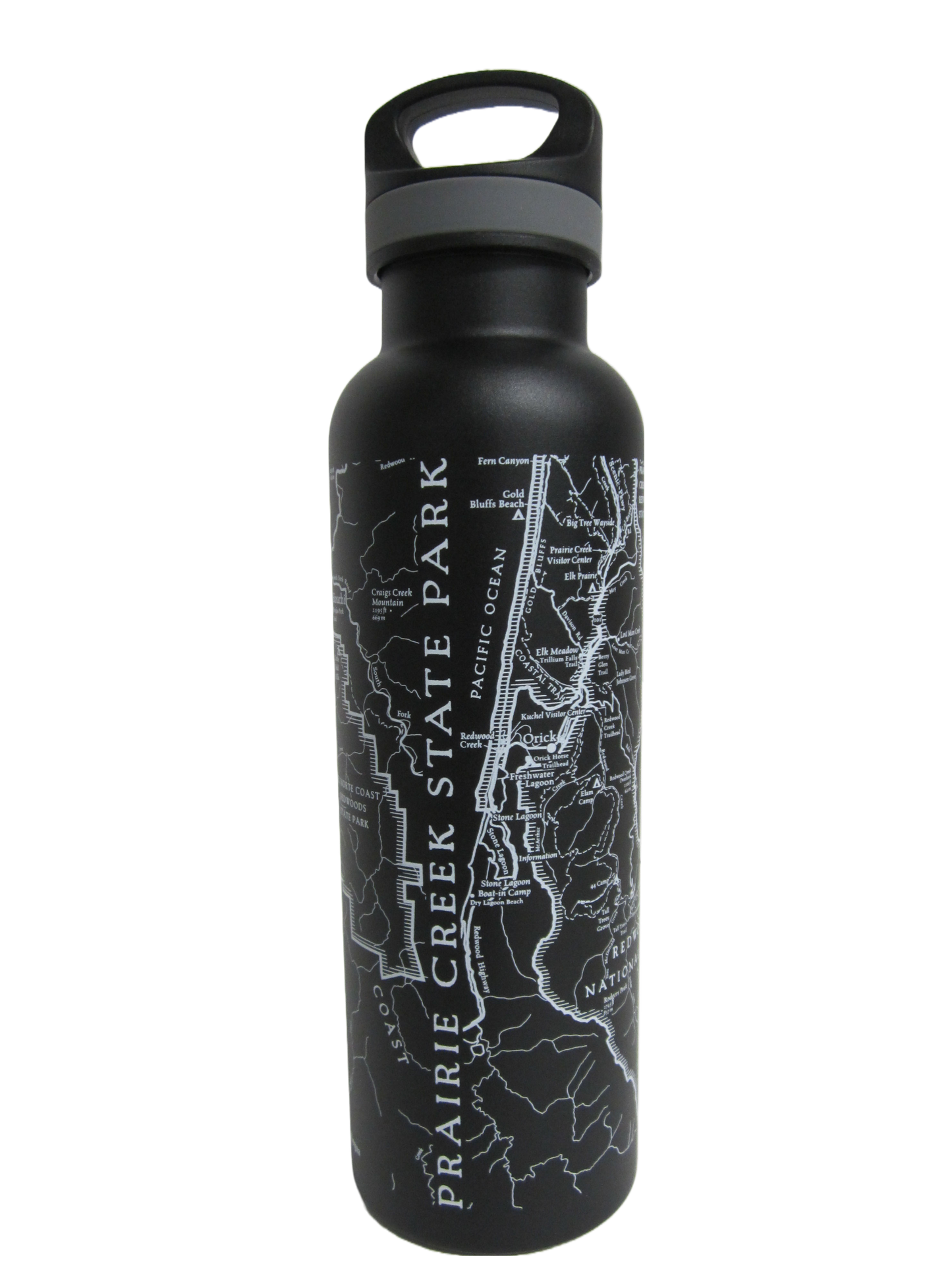 Prairie Creek State Park Geological Map 24oz Water Bottle - Black
