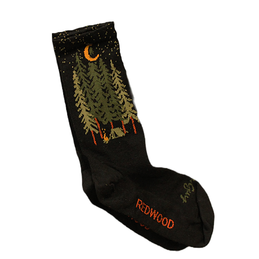 SockGuy Redwood Forest Crew Black Socks Size LG/XL