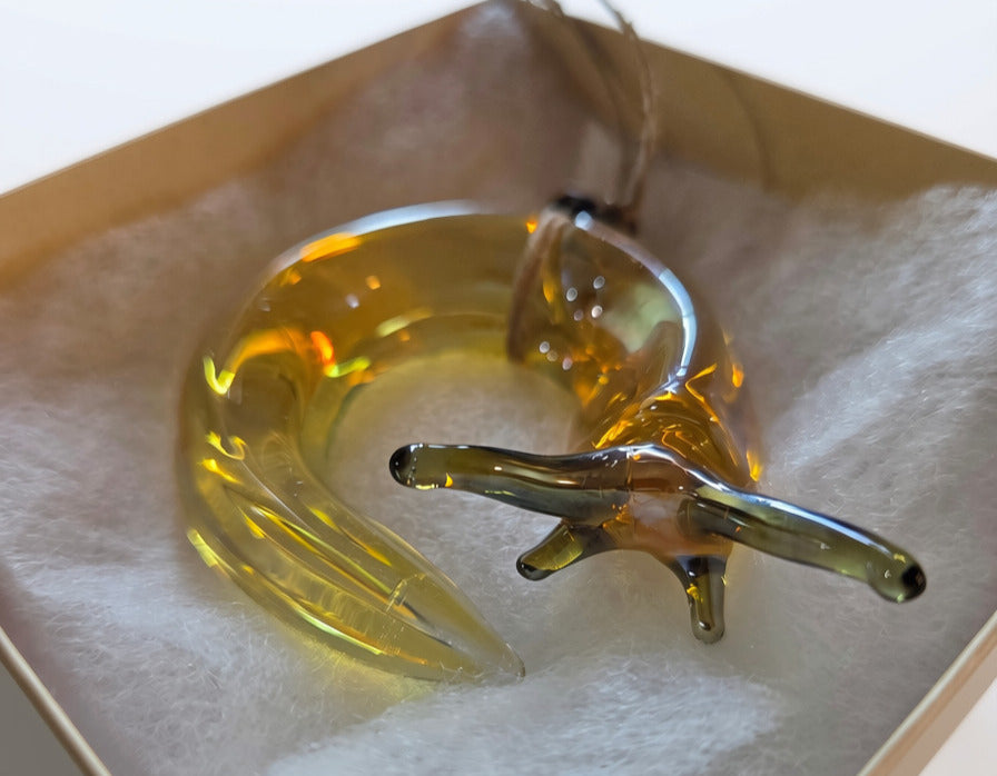 Elysian Shore Banana Slug Hand Blown Glass Ornament