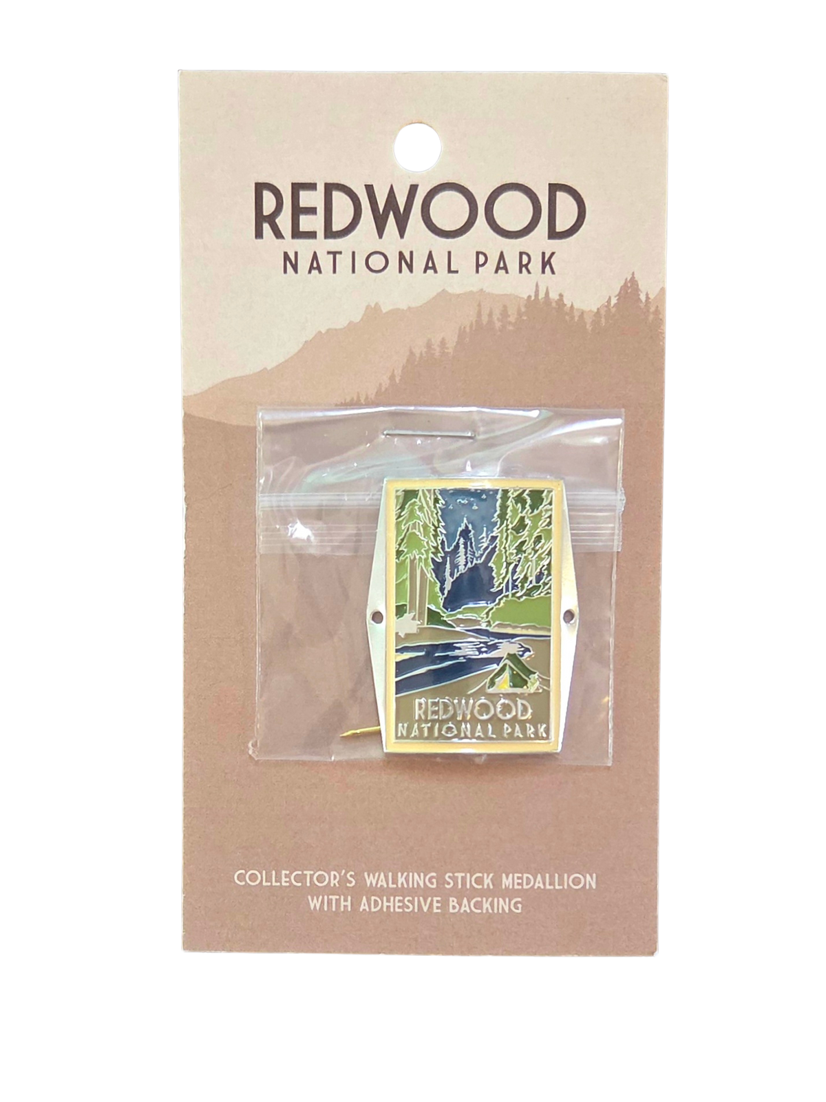 Walking Stick Medallion: Tent on the River