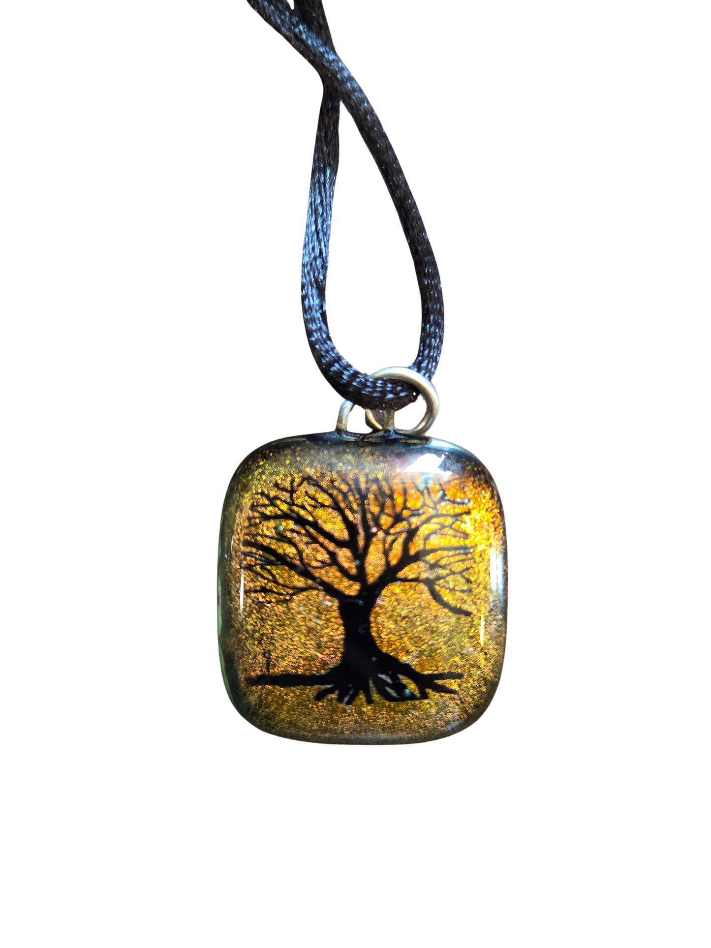 Dichroic Glass Tree Pendant