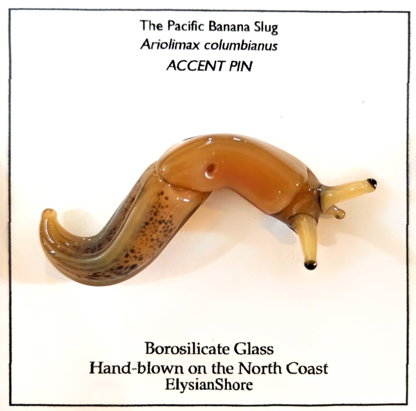 Elysian Shore Banana Slug Hand Blown Glass Pin