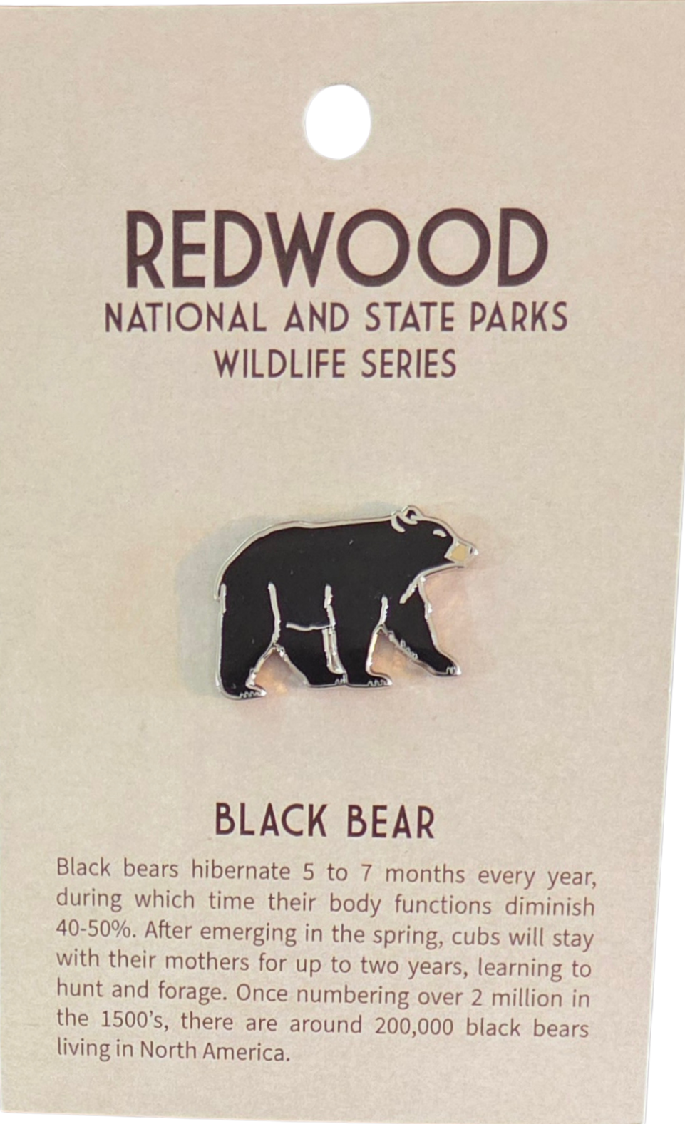 Redwood National & State Parks Wildlife Series Black Bear Collector's Pin