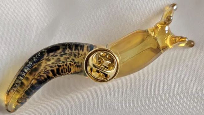 Elysian Shore Banana Slug Hand Blown Glass Pin