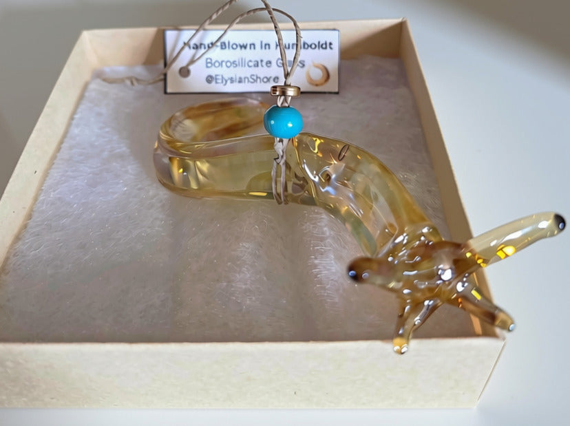 Elysian Shore Banana Slug Hand Blown Glass Ornament