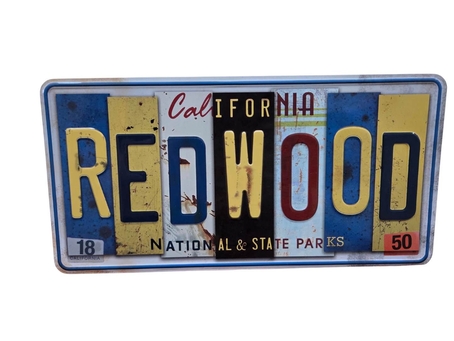 Redwood National and State Parks Tin License Plate Postcard