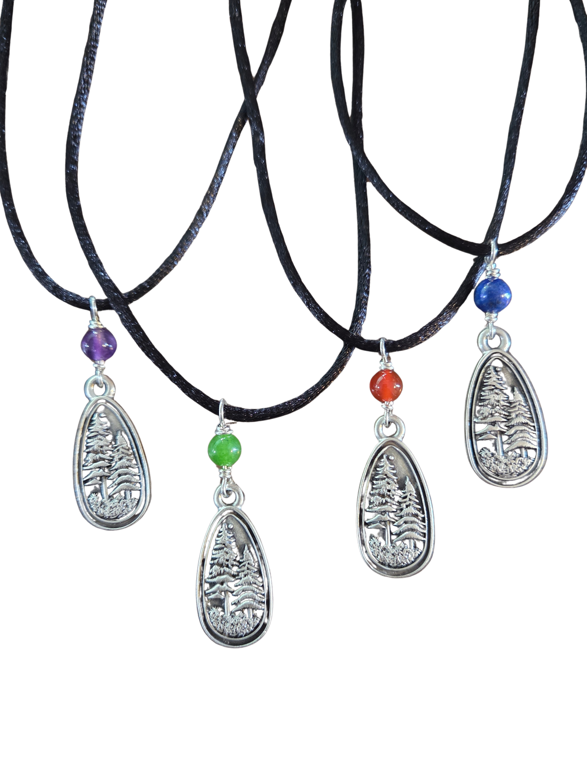 Blessed Bead Pewter Tree Pendant Necklace