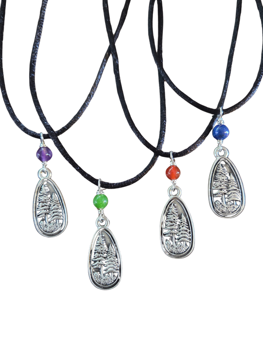 Blessed Bead Pewter Tree Pendant Necklace