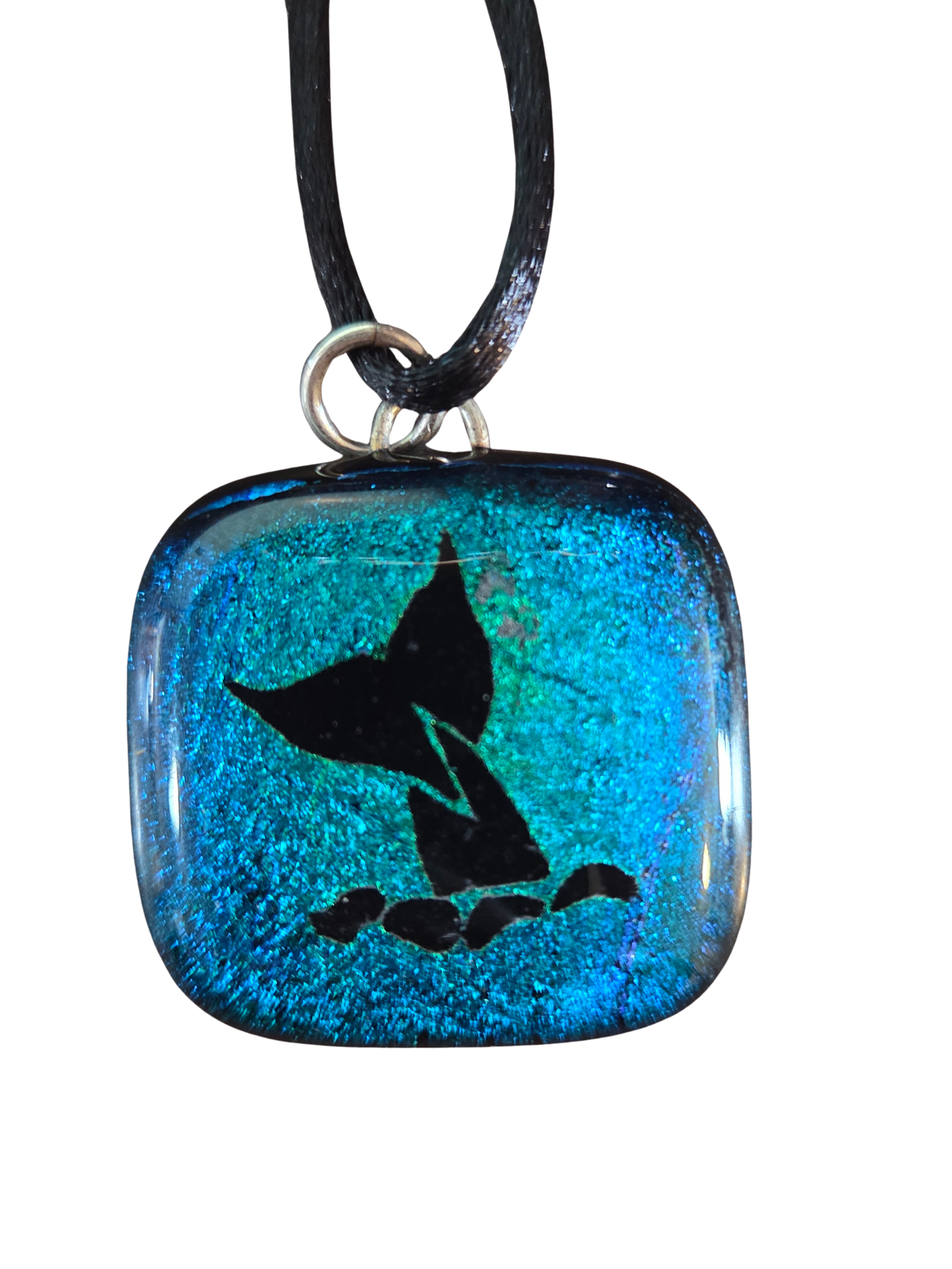 Dichroic Glass Whale Tale Pendant