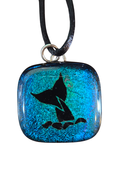 Dichroic Glass Whale Tale Pendant