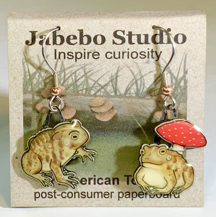 Jabebo Studio American Toad with Mushroom Earrings
