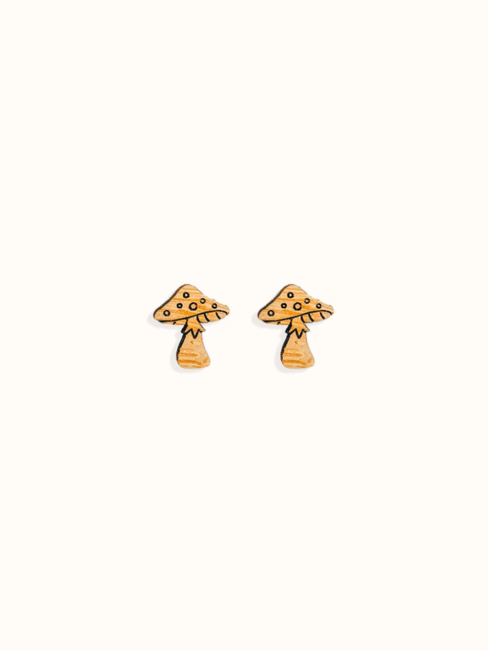 Bamboo Mushroom Stud Earrings