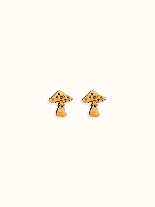 Bamboo Mushroom Stud Earrings