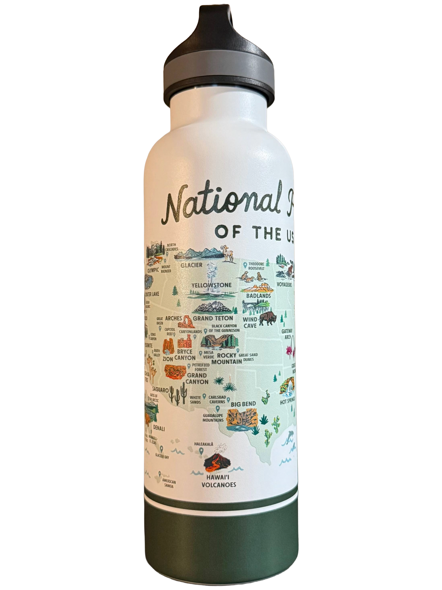 National Parks Water Bottle- White