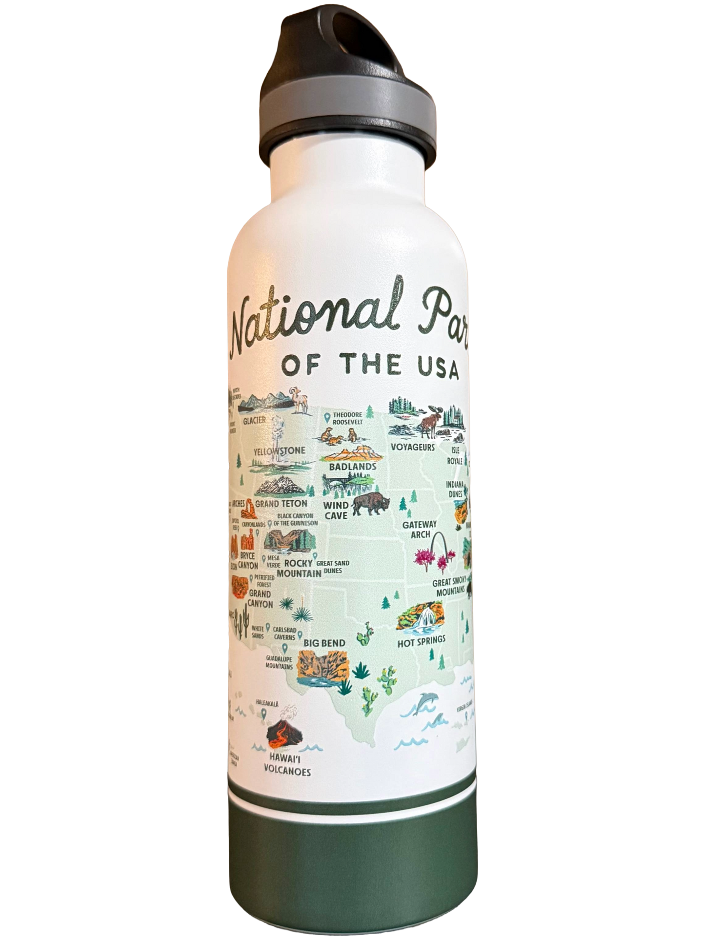National Parks Water Bottle- White