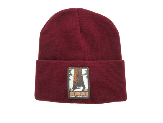 Redwood Parks Conservancy Knit Cuffed Beanie Maroon Red