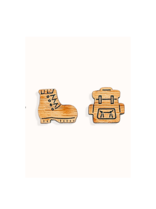 Bamboo Hiker Set Stud Earrings