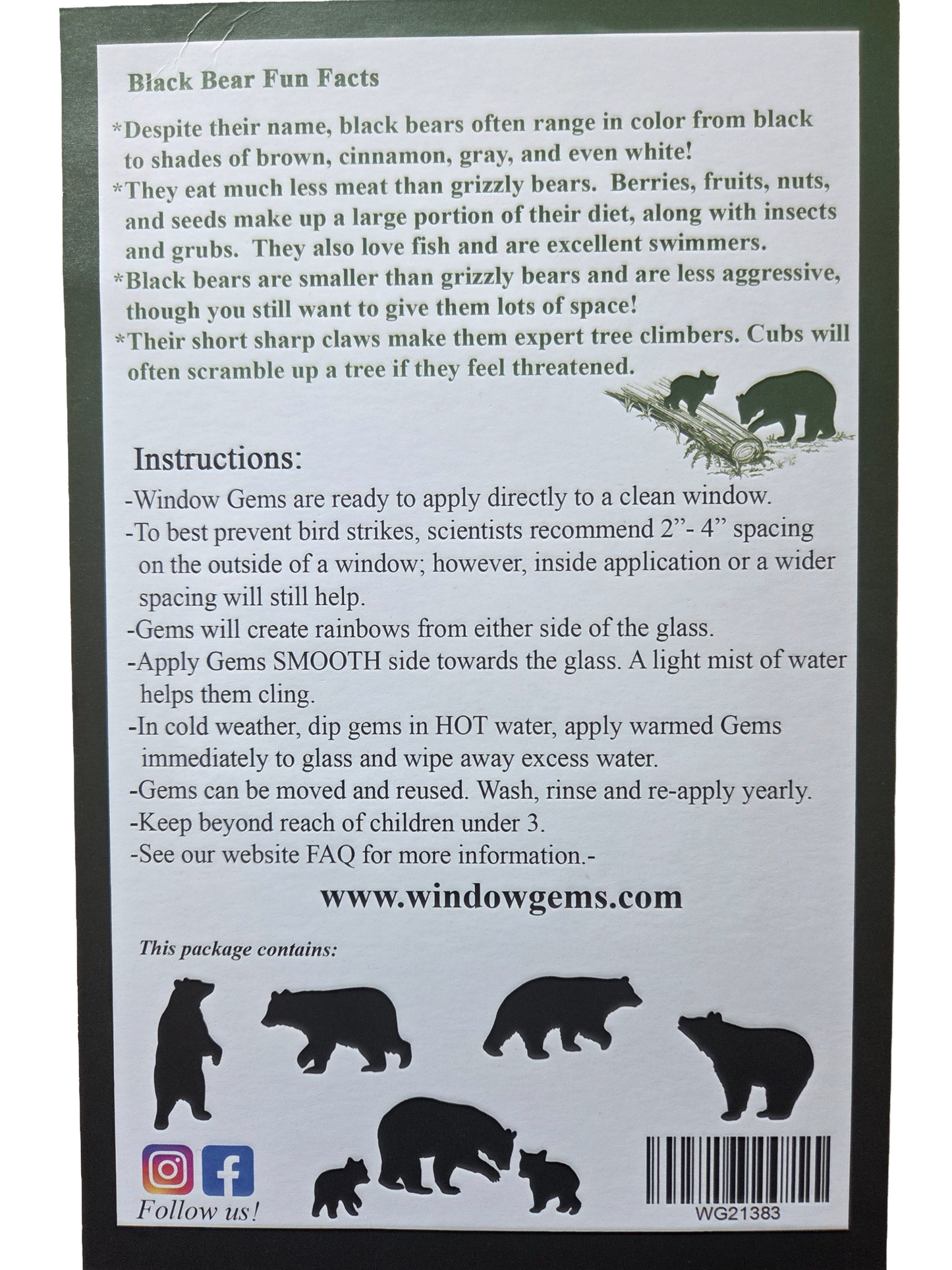 Window Gems Black Bears