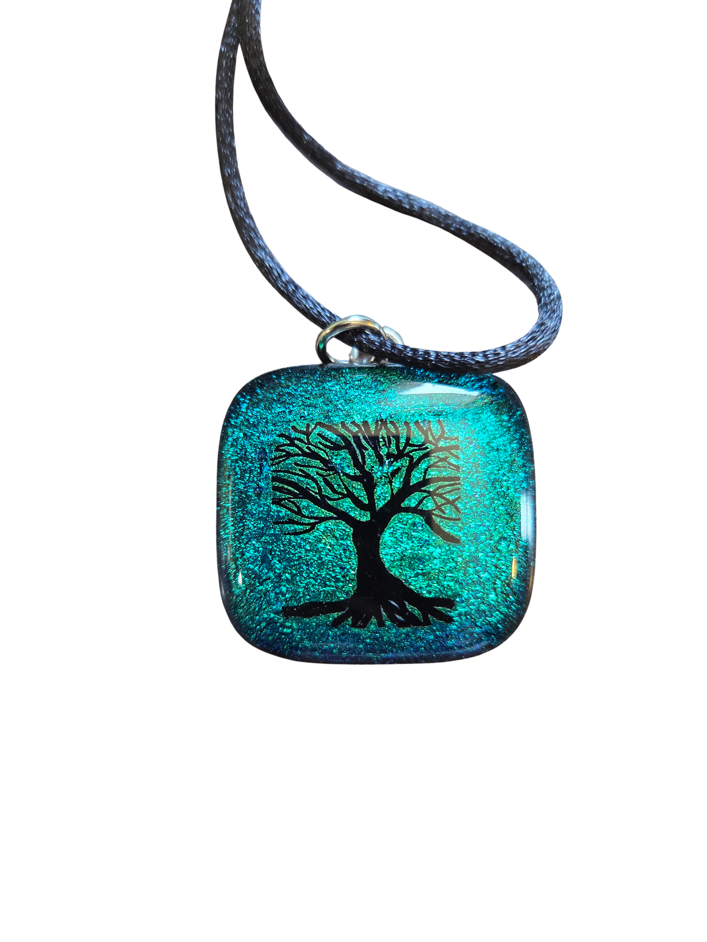 Dichroic Glass Tree Pendant