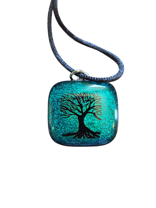 Dichroic Glass Tree Pendant