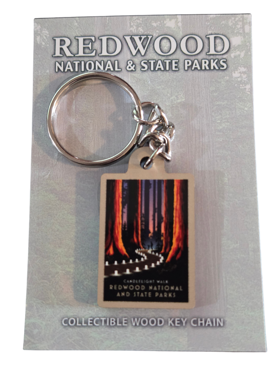 Redwood National and State Parks Candlelight Walk Wood Keychain