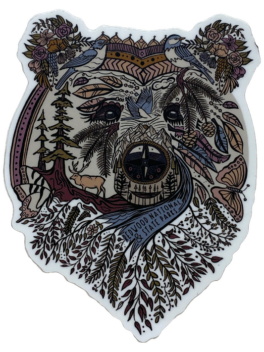 Redwood National & State Parks Boho Bear Sticker