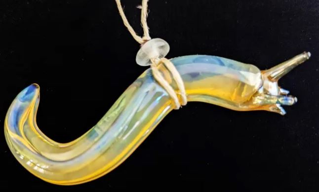 Elysian Shore Banana Slug Hand Blown Glass Ornament
