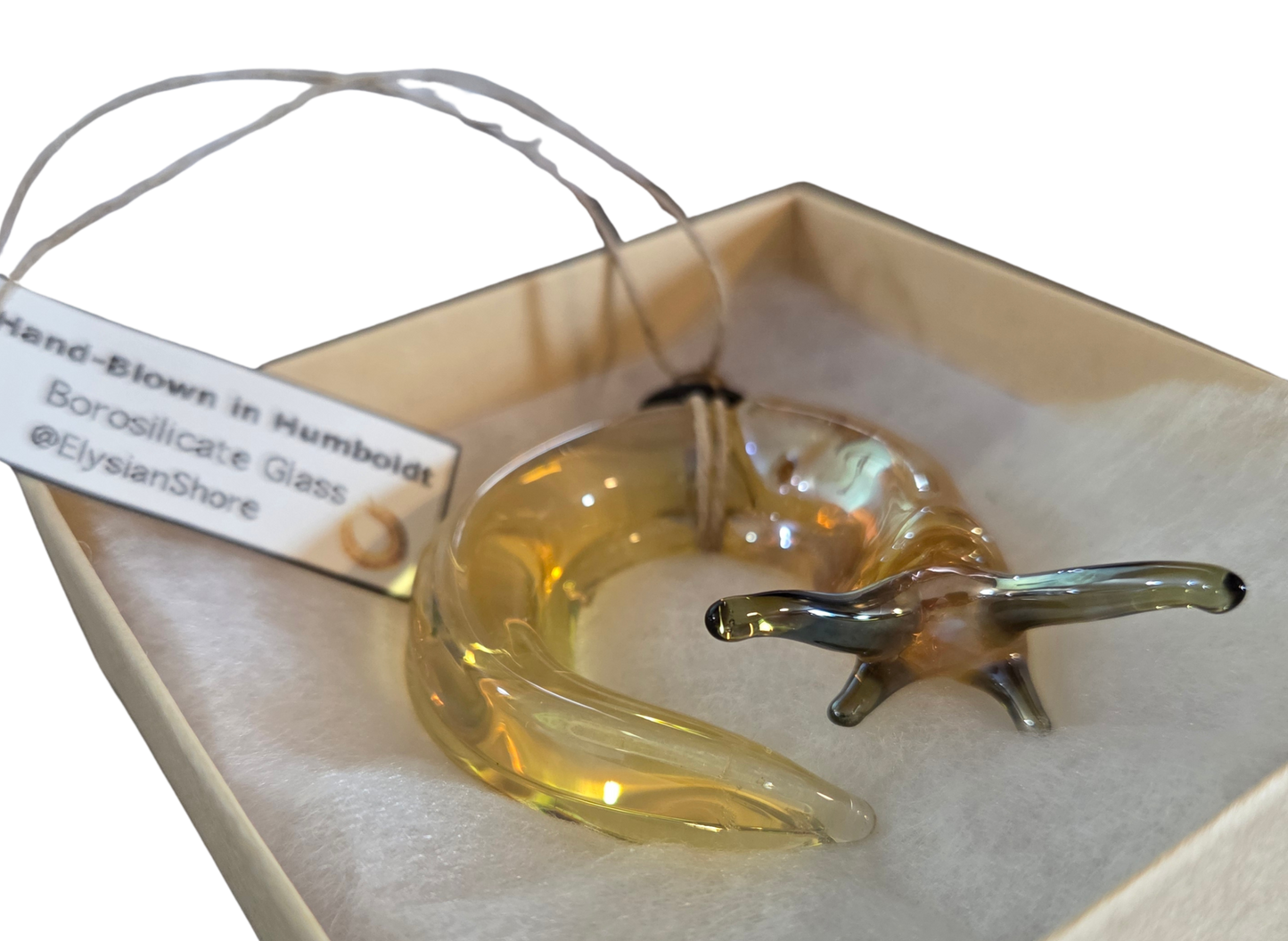 Elysian Shore Banana Slug Hand Blown Glass Ornament