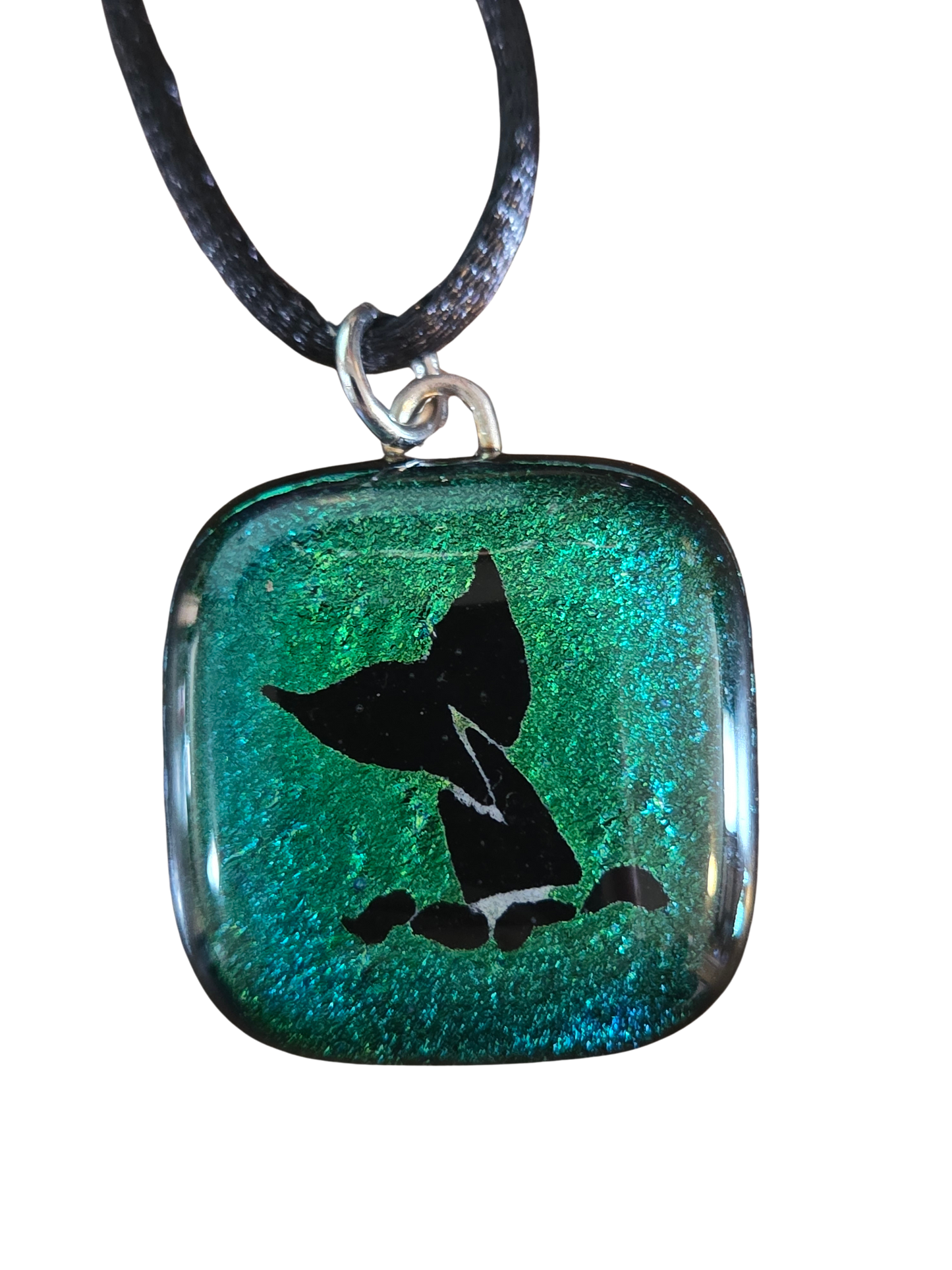Dichroic Glass Whale Tale Pendant