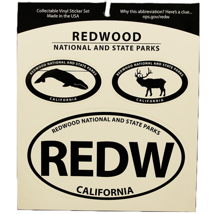 Redwood National & State Parks Triple Black Sticker Set