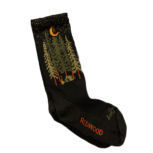 SockGuy Redwood Forest Crew Black Socks Size LG/XL