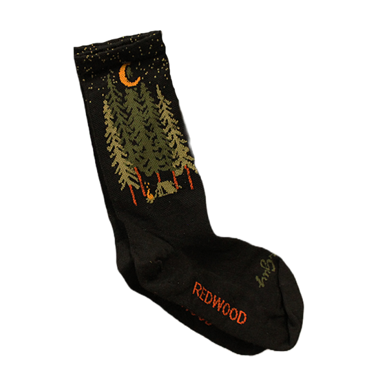 SockGuy Redwood Forest Crew Black Socks Size SM/MED