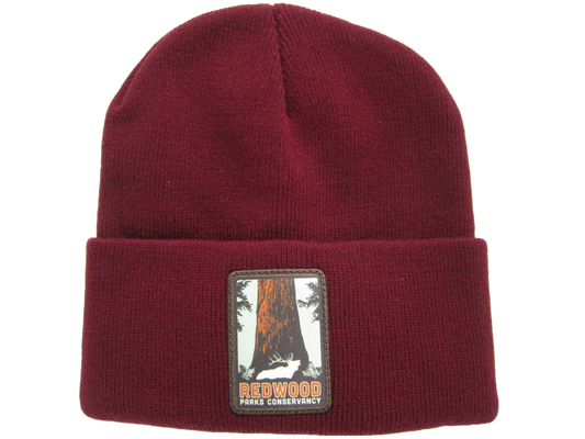 Redwood Parks Conservancy Knit Cuffed Beanie Maroon Red