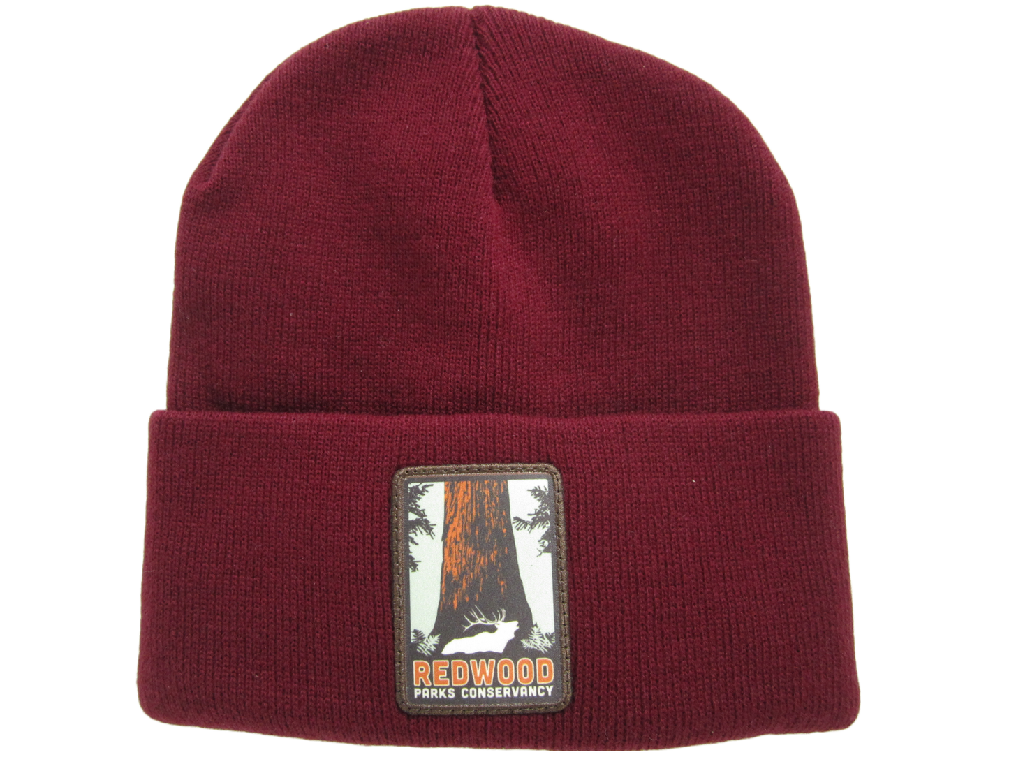 Redwood Parks Conservancy Knit Cuffed Beanie Maroon Red